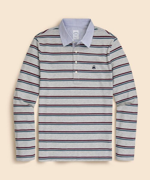 Stretch cotton GF лого — двойной слой, слим‑фит длинный рукав поло