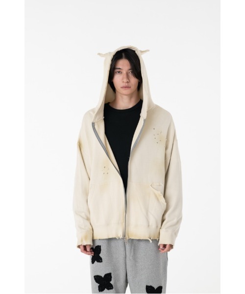 Devil Ear Damage Hoodie — худи с эффектом повреждения уха/капюшона