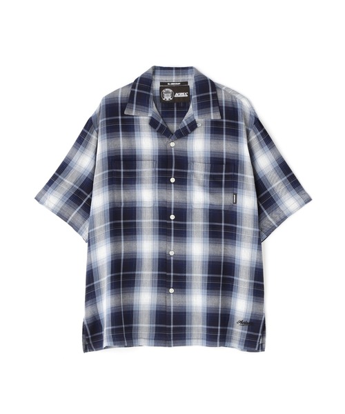 ONE POINT OMBRE CHECK SHIRT — рубашка в омбре‑клетку с коротким рукавом / AVIREX