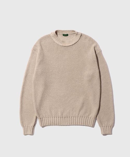 COTTON LOW GAUGE CREWNECK KNIT — хлопковый свитер с круглым вырезом, тонкая вязка