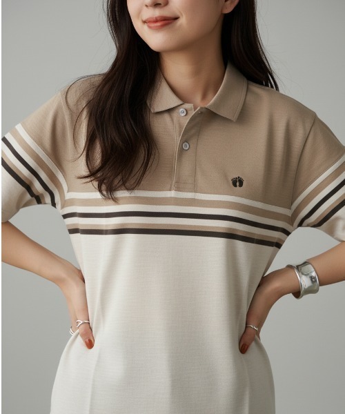[HANGTEN] Standard shirt, панельный дизайн, рельефный принт, пляжный стиль, золотой логотип, спортивный дот