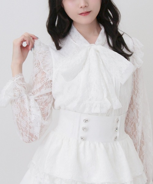 Boutair ribbon frillless blouse — белая