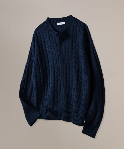 Кейбл-лаунд V-нейк кардиган [navy]
