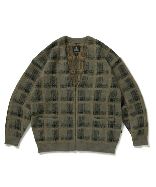 MAGIC NUMBER большой клетчатый мохер кардиган — BIG PLAID MOHAIR CARDIGAN KNIT