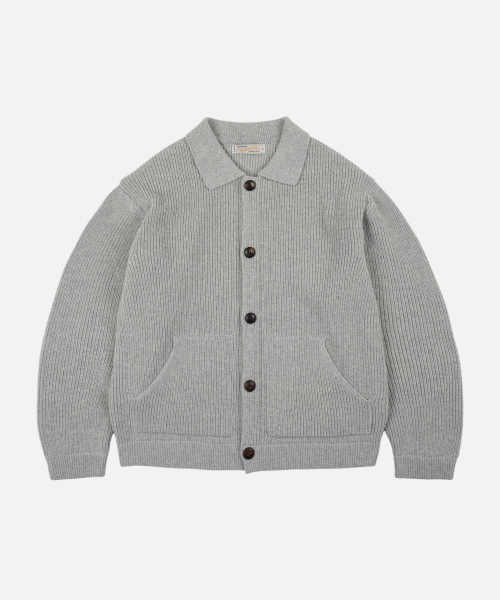 ULTRA HEAVYWEIGHT COLLAR CARDIGAN — светло-серый кардиган с воротником