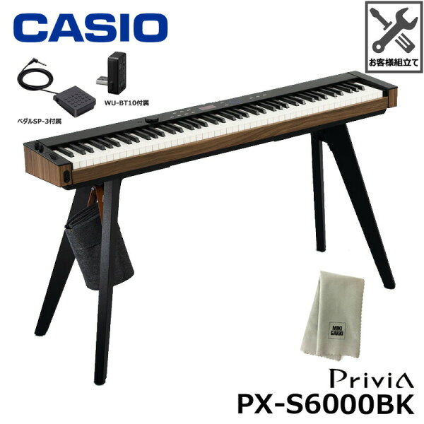 CASIO PX-S6000BK — цифровое фортепиано Privia, черный; с педалями и поставкой для нот (спецификация CS-90P).