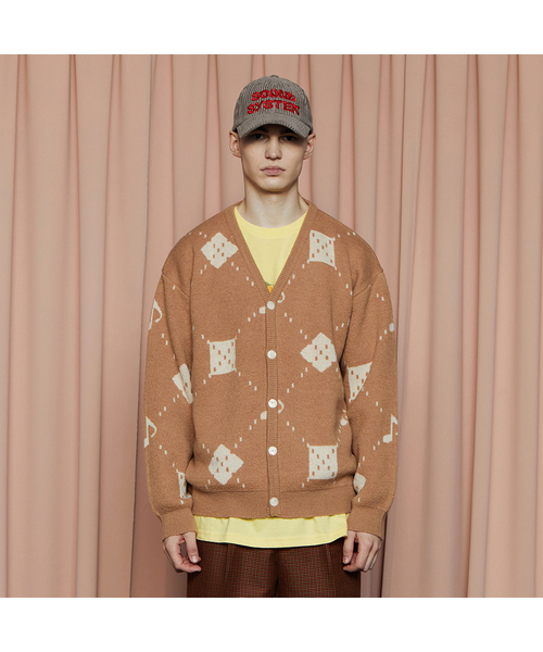 Мьюжик Аргайл Кардиган / Beige — бежевый кардиган