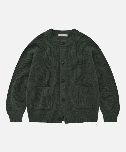 Heavy Wool Round Cardigan — вязаный кардиган, тёмно-зелёный