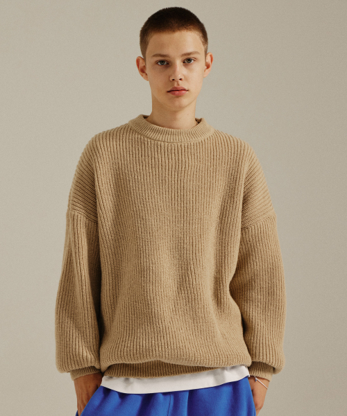 Wool Bulky Round Knit — вязаный свитер, бежевый