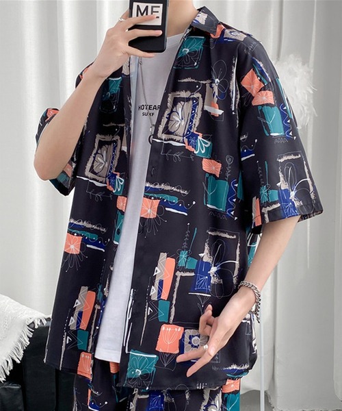 [BENDER TOKYO] Retro Art Pattern — футболка с ретро-принтом, короткий рукав, дроп плечи