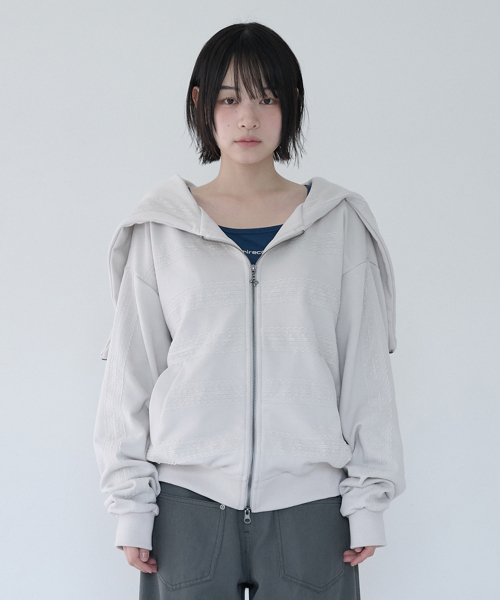 LACED TWOFOLD HOOD ZIP-UP CIUD SAND — худи с двумя шнурами, цвет «песок»