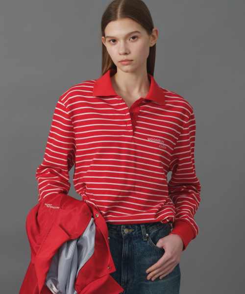 M.C Stripe PK Shirt / Red Pink — рубашка в полоску