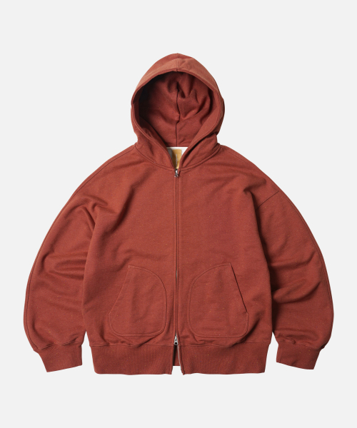 OG BOCACI HEAVYWEIGHT HOOD ZIP UP PARKA — BRICK