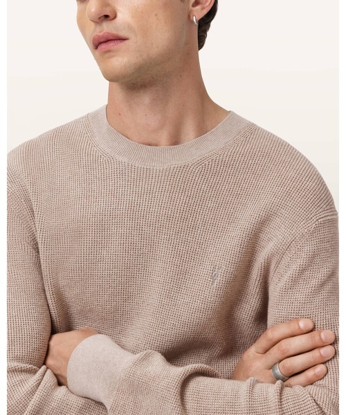 ASPEN WAFFLE TEXTURE CREW NECK RAMSKULL JUMPER | Aspen вафельный джемпер с круглым вырезом, Ram skull