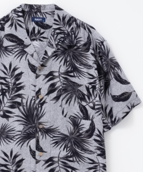 NAVY SARARI Rayon Aloha print shirt — ретро гавайская рубашка Navy Sarari
