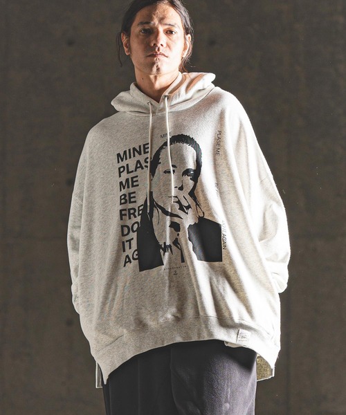 mpa3614 — Printed oversized sweathoodie‑Girl & Message logo — парка