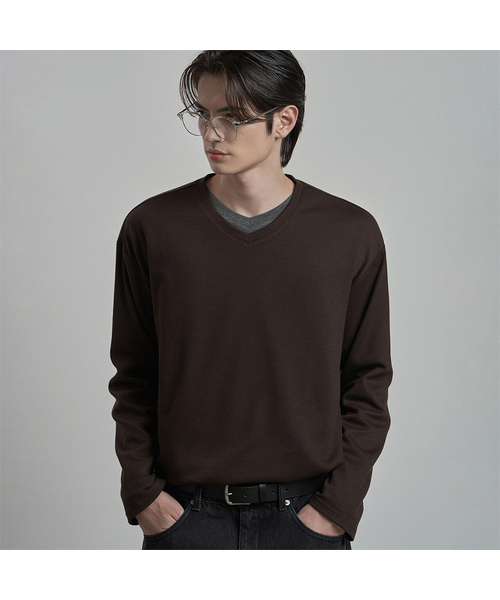 Restid V‑neck Knit — вязаный V‑neck, цвет brown