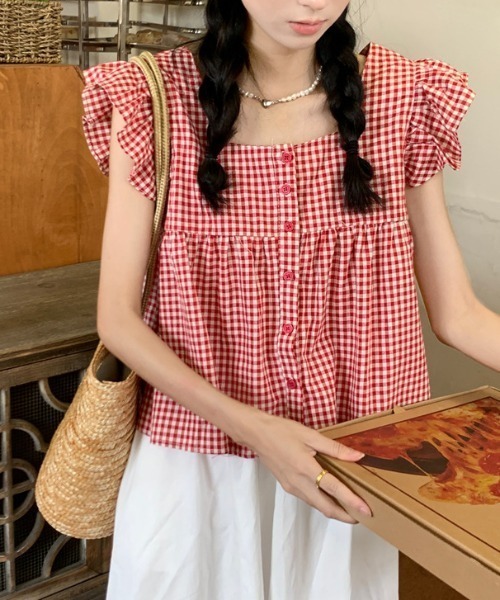 Gingham Check Squeezen, кейс‑анек блэус — גינגем чек куртка
