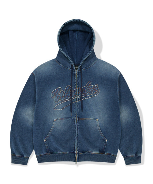 Brushed zip‑up hoodie (denim) — махровое худи на молнии, деним