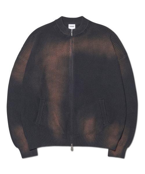 SPRAY DYEING KNIT ZIP-UP — вязаная куртка на молнии, цвет Charcoal