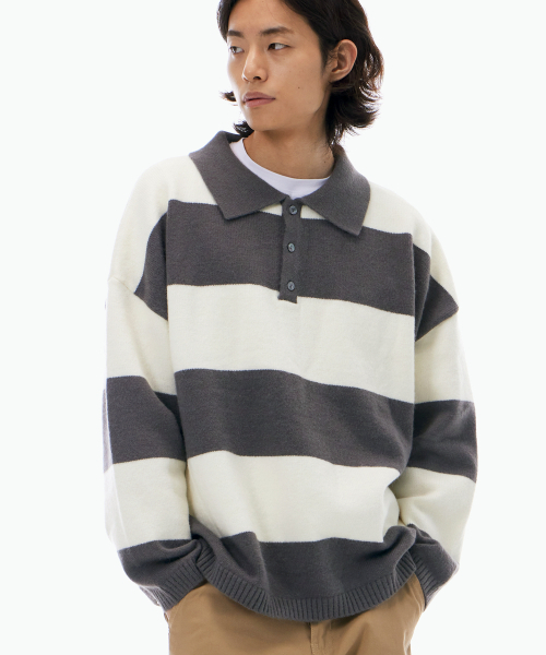 Ragby straight knit — джемпер‑реглан серый