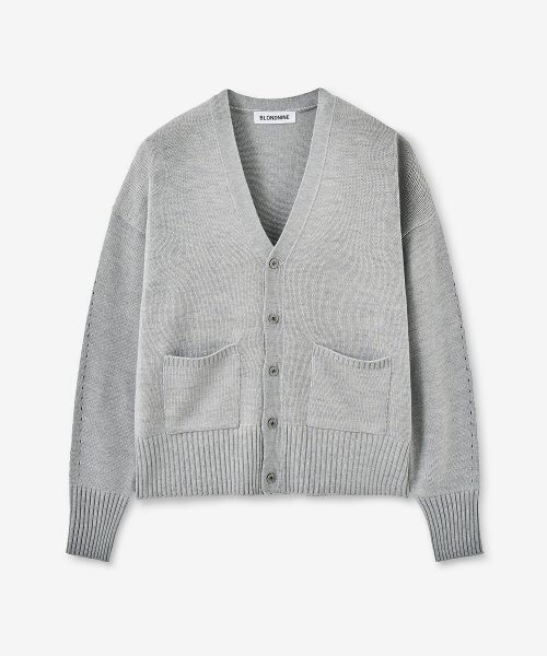 Soft Wool V‑neck Knit Cardigan — серо‑зелёный
