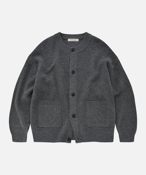 Heavy Wool Round Cardigan — тяжёлый шерстяной кардиган, тёмно‑серый