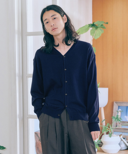 [Maren x Inshing] унисекс вязаный V‑neck кардиган Neivybee