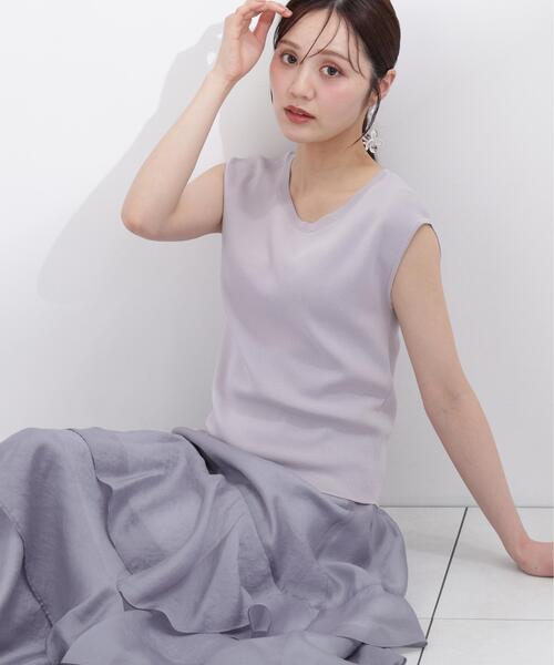 [Woshable/UV‑cut] French sleeve knit с круговым узором / 1216270500