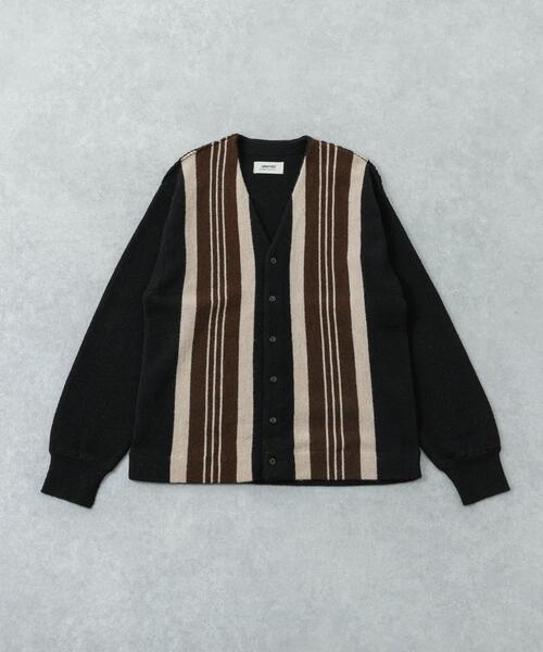 UNDYED ALPACA STRIPE CARDIGAN — кардиган в полоску из неокрашенного альпака
