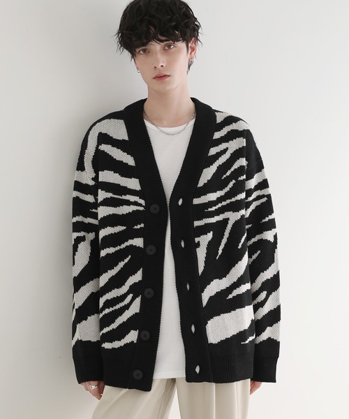 Buyer’s select / Oversize V‑neck кардиган набор: сплошной/блок‑цвет/зебра/смоук