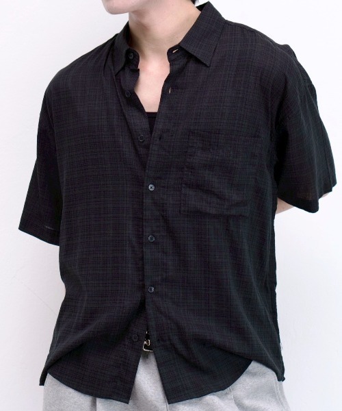 Chikashitsu carrot check half sleeve shirt (2 цвета) — рубашка‑оверсайз