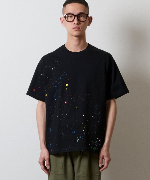 HAND PAINTED BASIC HEM принтованная футболка — hand painted basic hem print T‑shirt