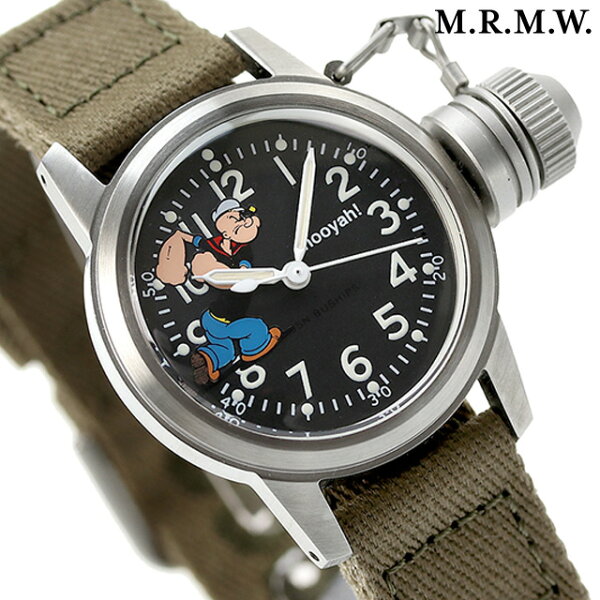 Montre Loro Bushi Pu Watch Popeye кварцевые мужские часы M.R.M.W. BSPS-E1-POP-FAB-GR, антикоррозионные, черные, хайк‑стиль