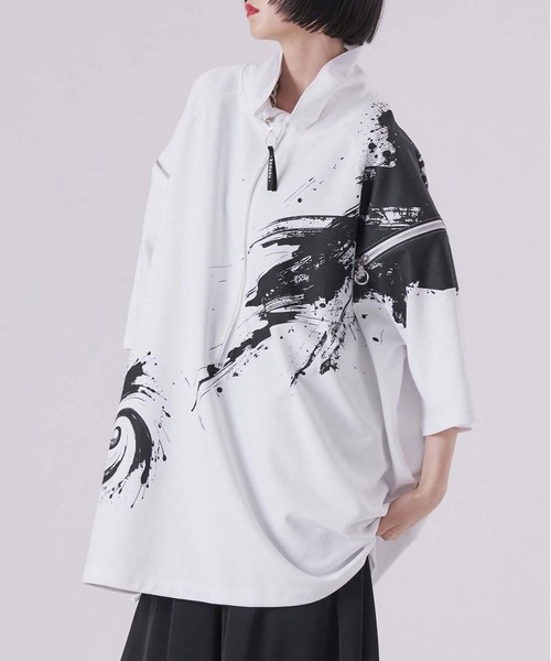 Print Half‑T Heart Flip Polo
