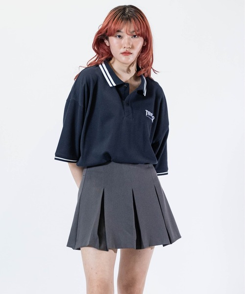 at THRASHER S/S Polo Shirt — мужская поло с логотипом Thrasher (oversize)