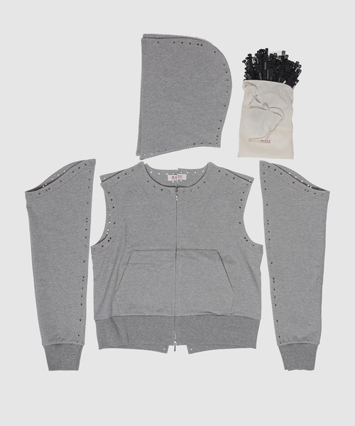 BONE NEEDLE zip-up hoodie — худи на молнии с декоративной строчкой