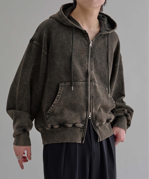 Hevy White double zip-up джип фуди (heavy weight double zip-up hoodie)