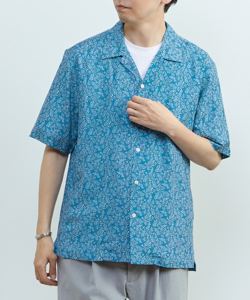 MASTER FRAME Washable Rayon Print half-sleeve open collar shirt — полупрозрачная рубашка с принтом