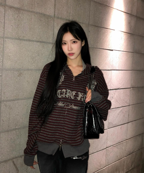 Proto Stripe Hoodie Zip Up Burgundy — худи на молнии с прототипной полосой, бордовый