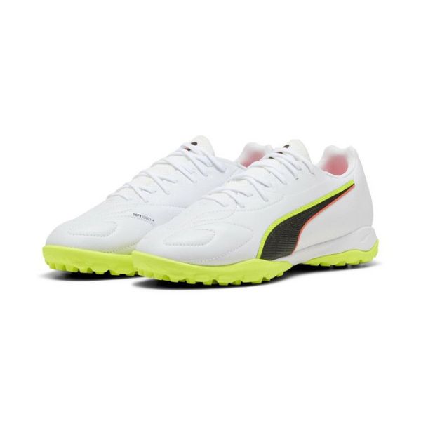 PUMA King 20 Match TT + Mid 108490-01 — детские футбольные бутсы, бело-жёлтые, тренировочная модель