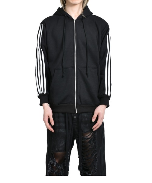 YORI SPORT 5STRIPE Printed Hood Zip‑Up — худи‑толстовка на молнии с принтом 5 полос