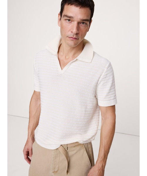 Techsur strap straight knit night polo — футболка-поло ночного цвета