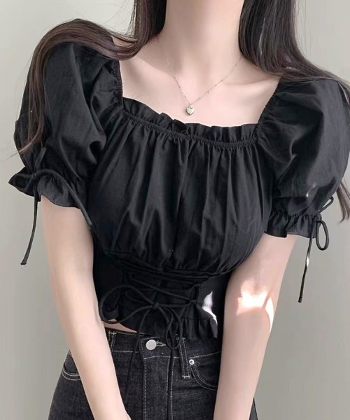Рукавная рубашка с рибонсом — Sleeve Ribbon Sketchea Neck Top