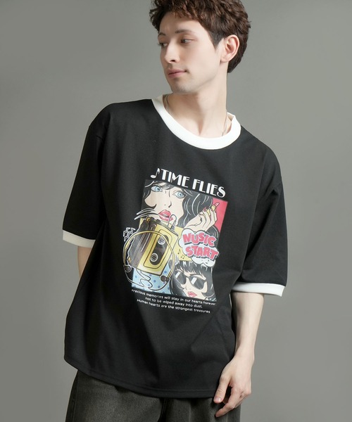 [UNISEX] Oversize Raglan Sleeve Ring T-shirt / короткий рукав / винтажный американский стиль