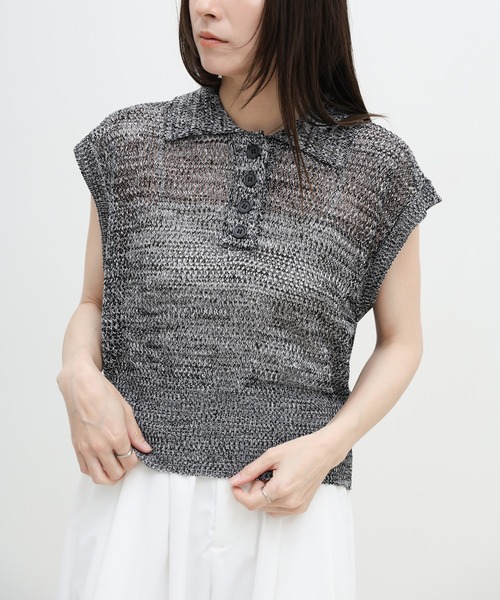 Noosleeve Mesh Knit Polo — поло с сетчатой вставкой