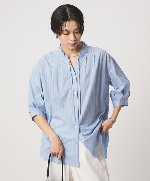 Frill Neck Short Sleeve Blouse — блузка с оборкой на воротнике, короткий рукав, блузка фриль