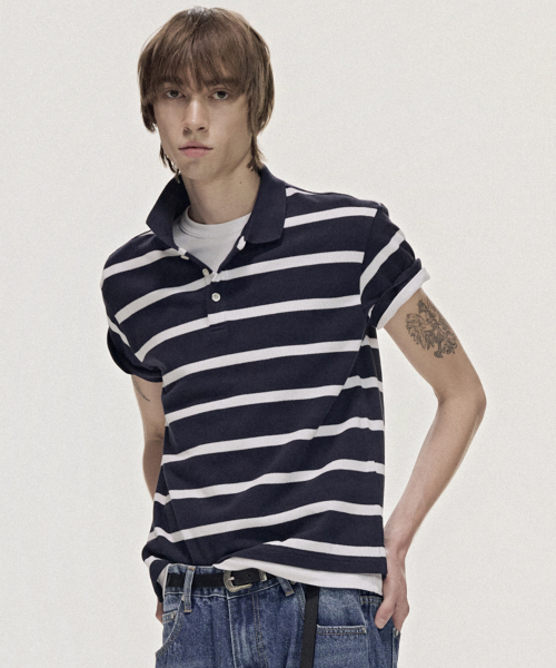 Pikepolo‑half T‑shirt (Navy)