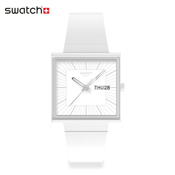 Часы Swatch WHAT IF…ALLWHITE? SO34W700 — унисекс, кварцевые, аналоговые, водонепроницаемость 20 атм, белые, купольный пластиковый корпус, стильные, подарочная упаковка