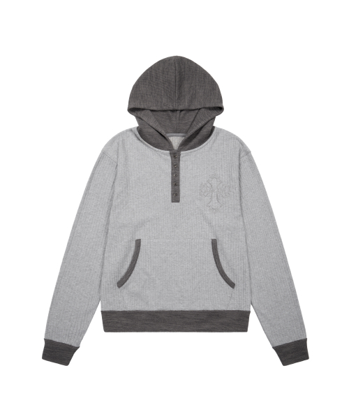 CROS2 Contrast Button Hoodie (Gray) — контрастное худи на пуговицах, серое